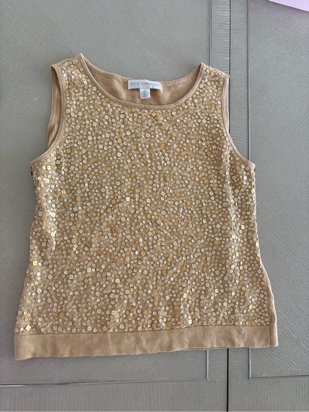 Petite Sophisticate Gold Sequin Tank Top